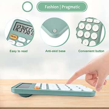 VEWINGL Standard Calculator 12 Digit,Desktop Large Display and Buttons,Calculator with Large LCD Display for Office,School, Home & Business Use,Automatic Sleep,with Battery