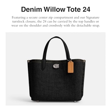 Stylish Coach Willow Tote 24, Chic Denim Handbag