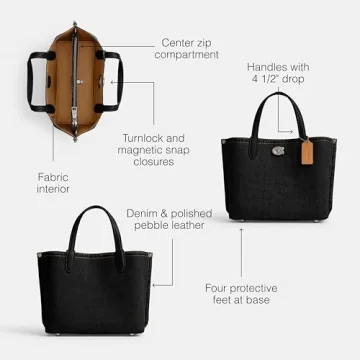 Stylish Coach Willow Tote 24, Chic Denim Handbag