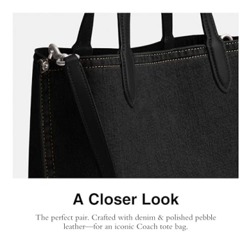 Stylish Coach Willow Tote 24, Chic Denim Handbag