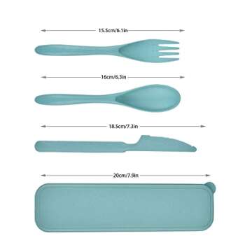 Reusable Wheat Straw Cutlery with Case, Portable Dark Utensils Set for Adults, Tableware Camping Cut...