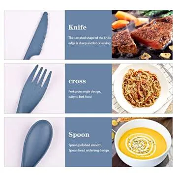 Eco-Friendly Reusable Wheat Straw Cutlery Set for 4