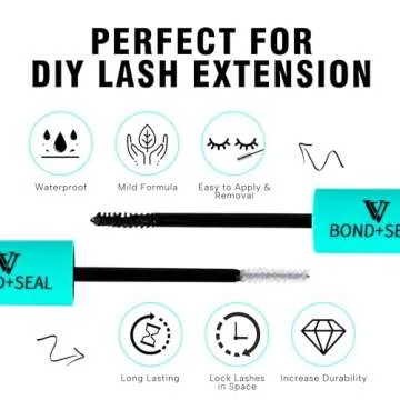 VAVALASH Lash Bond and Seal Waterproof Lash Glue 2 in 1 Long Lasting Lash Extension Glue for Eyelash Extensions Strong Hold Waterproof Adhesive and Sealant DIY Lash Extension Glue