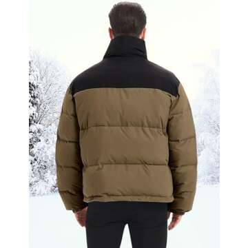 Flygo Men Puffer Jacket Winter Coats Water Resistant Long Sleeve Zip Up Lightweight Quilted Down Jac...