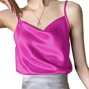 Miqieer Women's Silk Cowl Neck Tank Top for Elegance