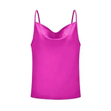 Miqieer Women's Silk Cowl Neck Tank Top for Elegance