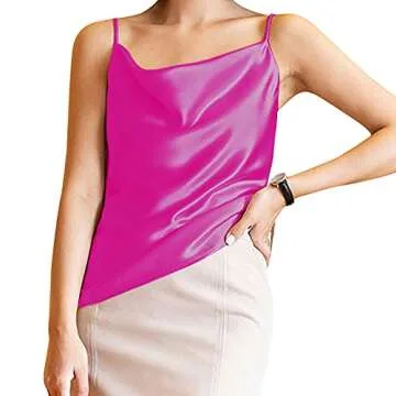 Miqieer Women's Silk Cowl Neck Tank Top for Elegance