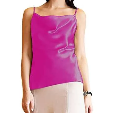 Miqieer Women's Silk Cowl Neck Tank Top for Elegance
