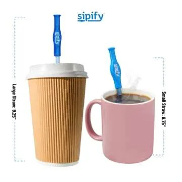 Protect Teeth from Coffee & Tea Stains - Flow Limiting Reusable Straws for Hot Drinks by Sipify - St...