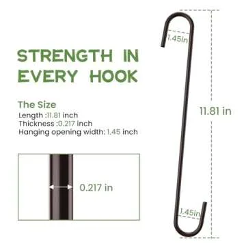 6 Pack heavy duty s hooks,Brown strong metal big hooks for hanging plants or large items as potted plants,garden tools,bird cages,animal feeders