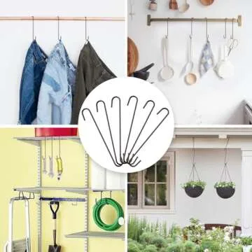 6 Pack heavy duty s hooks,Brown strong metal big hooks for hanging plants or large items as potted plants,garden tools,bird cages,animal feeders
