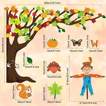 Pajean 135 Pieces Fall Classroom Bulletin Board Decorations Autumn Thanksgiving Fall Tree Bulletin B...