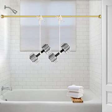 TEECK Shower Curtain Rod, 40-73 inch Adjustable Tension Spring, Shower Curtain Rod Tension, Premium ...