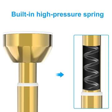 TEECK Shower Curtain Rod, 40-73 inch Adjustable Tension Spring, Shower Curtain Rod Tension, Premium Stainless Steel, No Drilling, Anti-Slip, No Rust, for Bathroom, Easy to install (Gold)