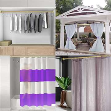 TEECK Shower Curtain Rod, 40-73 inch Adjustable Tension Spring, Shower Curtain Rod Tension, Premium Stainless Steel, No Drilling, Anti-Slip, No Rust, for Bathroom, Easy to install (Gold)