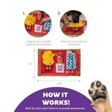 Outward Hound by Nina Ottosson Activity Matz Fast Food Fun Plush Dog Puzzle Mat Dog Enrichment Dog Toy, Level 2 Intermediate, Multicolored