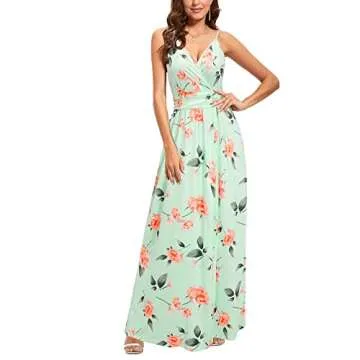 Newshows Women's Clothing Spring 2025 Maternity Clothes Photoshoot Sleeveless Hawaiian Split Long Maxi Summer Wedding Guest Dress (Green Floral Orange, X-Large)