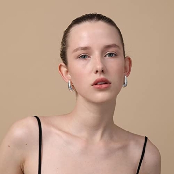 Lightweight ASCONA Silver Chunky Hoop Earrings for Women