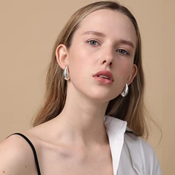 Lightweight ASCONA Silver Chunky Hoop Earrings for Women