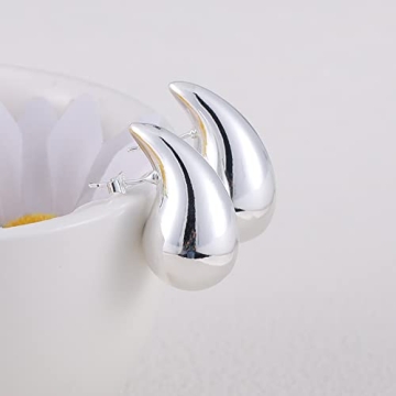 Lightweight ASCONA Silver Chunky Hoop Earrings for Women