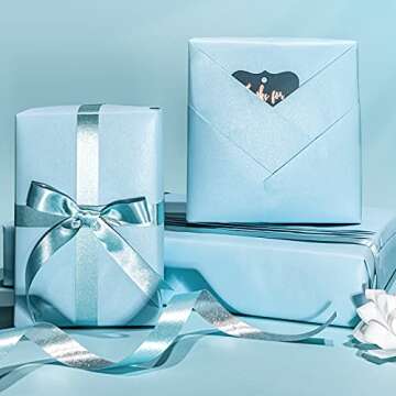 RUSPEPA Blue Matte Wrapping Paper - Solid Color Pearly - lustre Paper Perfect for Wedding, Birthday,...