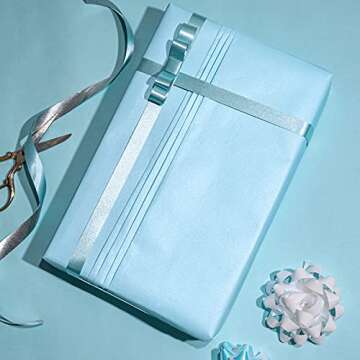 RUSPEPA Blue Matte Wrapping Paper - Solid Color Pearly - lustre Paper Perfect for Wedding, Birthday, Christmas, Baby Shower -17 Inches X 32.8 Feet