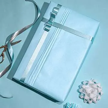 RUSPEPA Blue Matte Wrapping Paper - Solid Color Pearly - lustre Paper Perfect for Wedding, Birthday, Christmas, Baby Shower -17 Inches X 32.8 Feet