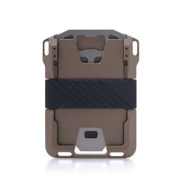 Dango Slim Minimalist Wallet for Men - RFID Blocking - Leather, Black Dtex/Desert Sand + Multi-Tool