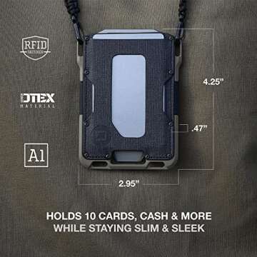 Dango Slim Minimalist Wallet for Men - RFID Blocking - Leather, Black Dtex/Desert Sand + Multi-Tool