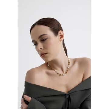 Ceres Paris 18K Plated Gold Necklace with Freshwater Pearls