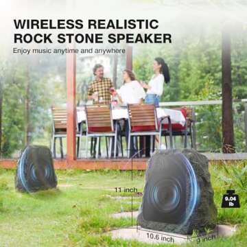BlitzRock Outdoor Speakers Wireless, 80W Total Power, Solar-Powered, IPX7 Waterproof, 98.4ft Wireles...