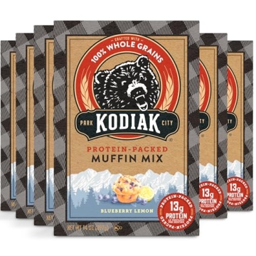 Kodiak Cakes Power Bake Protein Muffin Mix - Blueberry Lemon (Pack of 6)