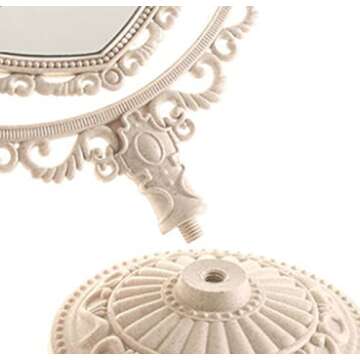 1 PC European-style Desk Mirror Cute Heart- Mirror Double Sided HD Magnifying Dressing Mirror Rotatable Portable Princess Mirror Bedroom Travel Mirror Suitable for Beauty Gifts for Wome（beige）