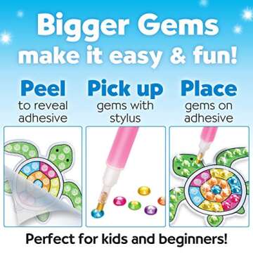 Creativity for Kids Big Gem Diamond Painting Kit - Create Your Own Under the Sea Friends Stickers and Suncatchers - Mermaid and Diamond Art for Kids