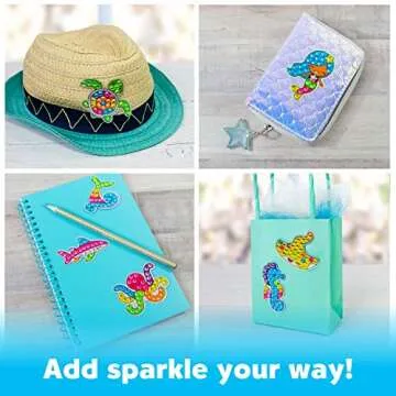 Creativity for Kids Big Gem Diamond Painting Kit - Create Your Own Under the Sea Friends Stickers and Suncatchers - Mermaid and Diamond Art for Kids