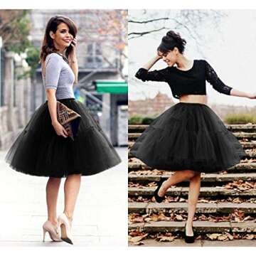 BABYONLINE D.R.E.S.S. Black Tutu for Women - Beetlejuice Costume Short Tulle Skirt