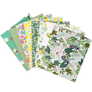 ZGXY Fabric, 8 pcs/lot Fat Quarter Fabric Bundles 100% Cotton 19.69" x 19.69" (50cm x 50cm) Quilting Cotton Craft Fabric Pre-Cut Squares Sheets for Patchwork Sewing Quilting Crafting, Floral Pattern.