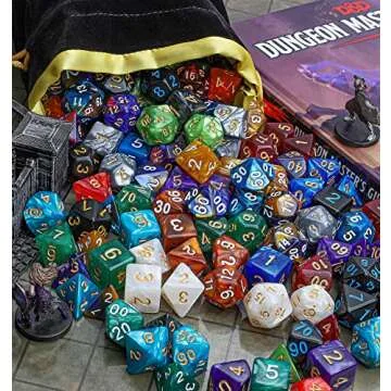 CiaraQ DND Dice Sets - 26 X 7 Polyhedral Dice (182pcs) with a Large Drawstring Bag Great for Dungeons and Dragons, Role Playing Table Game.