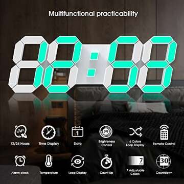 Stylish 3D LED Wall Clock with Remote Control
