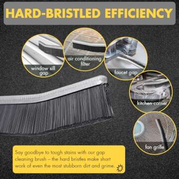 3Pcs Crevice Gap Cleaning Brush, Hard Bristle Brushes for Small Spaces Cleaning, Thin Bathroom Gap C...