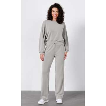 ODODOS Women's Modal Soft Wide Leg Pants with Pockets Adjustable Shockcord High Waist Casual Lounge ...