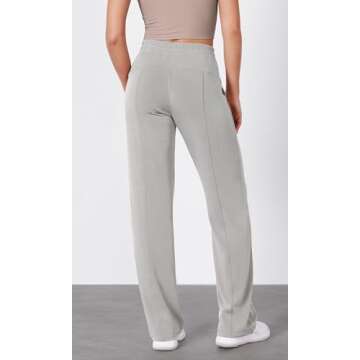 ODODOS Women's Modal Soft Wide Leg Pants with Pockets Adjustable Shockcord High Waist Casual Lounge Pants-31 Inseam, Light Gray, X-Small