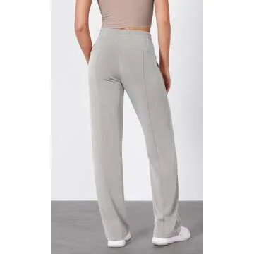 ODODOS Women's Modal Soft Wide Leg Pants with Pockets Adjustable Shockcord High Waist Casual Lounge Pants-31 Inseam, Light Gray, X-Small