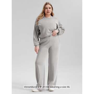 ODODOS Women's Modal Soft Wide Leg Pants with Pockets Adjustable Shockcord High Waist Casual Lounge Pants-31 Inseam, Light Gray, X-Small