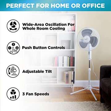 Comfort Zone 16-inch Adjustable Oscillating Pedestal Fan