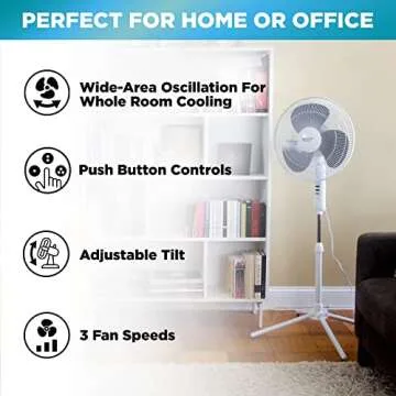 Comfort Zone 16-inch Adjustable Oscillating Pedestal Fan