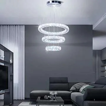 Dixun LED Chandeliers Modern Ceiling Light Fixture 3 Rings Adjustable Stainless Steel Pendant Light ...