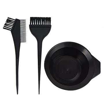 YANTAISIYU 3 Pcs Salon Hair Dyeing Kit Tools Hair Color Mixing Bowl Tinting Brush and Angled Comb for Hair Coloring