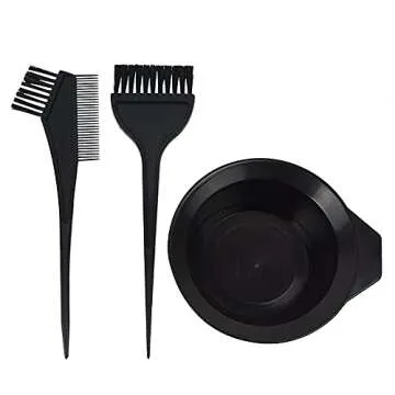 YANTAISIYU 3 Pcs Salon Hair Dyeing Kit Tools Hair Color Mixing Bowl Tinting Brush and Angled Comb for Hair Coloring