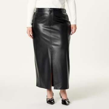 The Drop Women’s Larissa Vegan Leather Maxi Skirt, Black, S